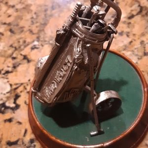 Miniature pewter golf cart ornament